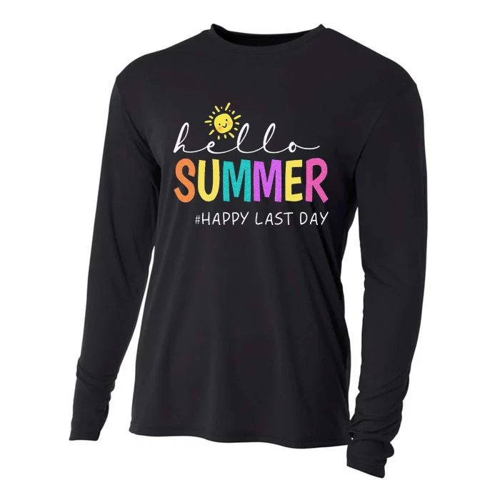 Happy Last Day of School Teacher Student Hello Summer Gifts Cooling Performance Long Sleeve Crew