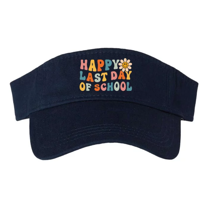 Happy Last Day Of School Groovy Graduation Student Teacher Valucap Bio-Washed Visor