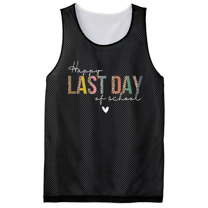 Happy Last Day Of School Leopard Teacher Student Mesh Reversible Basketball Jersey Tank