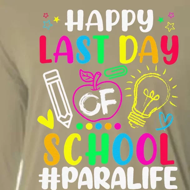 Happy Last Day Of School Para Life Teacher Lover Summer Cooling Performance Long Sleeve Crew