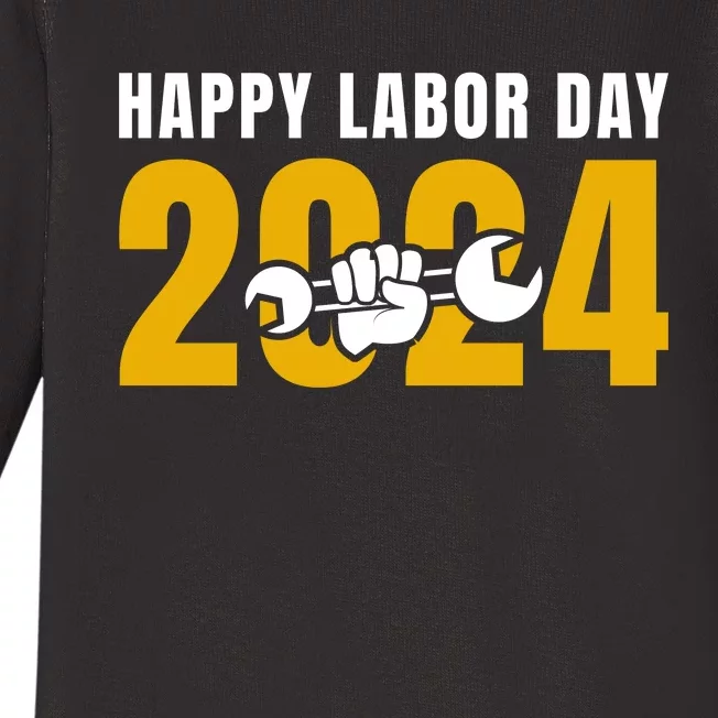 Happy Labor Day 2024 Celebration Graphic Baby Long Sleeve Bodysuit