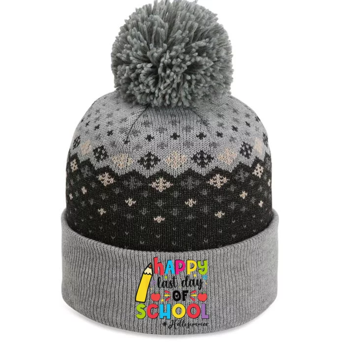 Happy Last Day Of School Hello Summer Teacher Student The Baniff Cuffed Pom Beanie