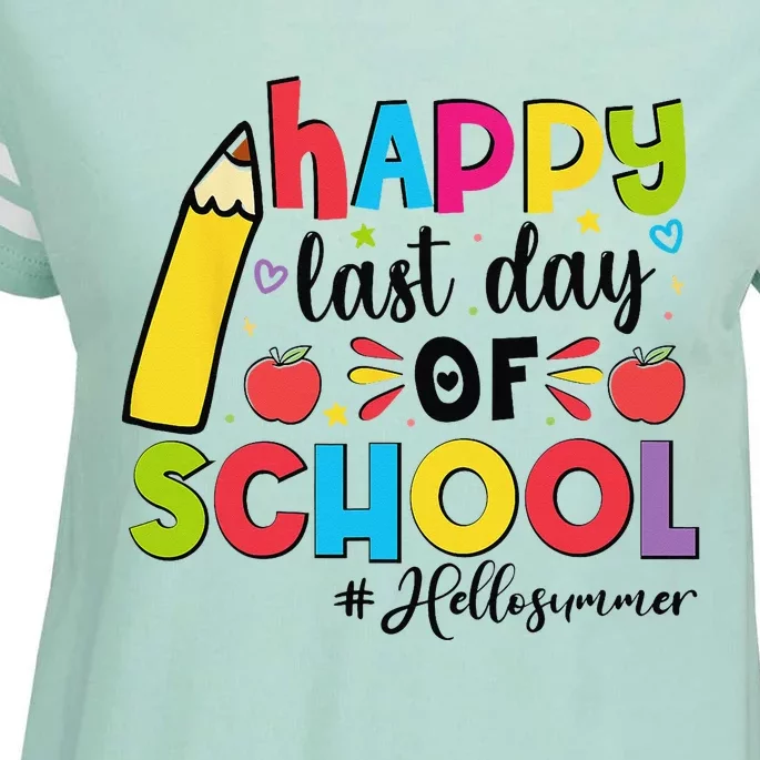 Happy Last Day Of School Hello Summer Teacher Student Enza Ladies Jersey Football T-Shirt