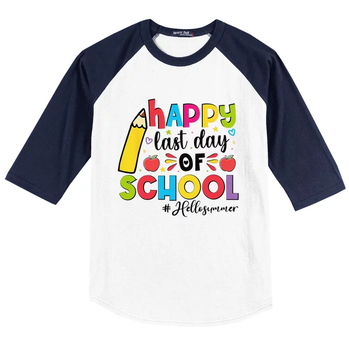 Happy Last Day Of School Hello Summer Teacher Student Baseball Sleeve Shirt