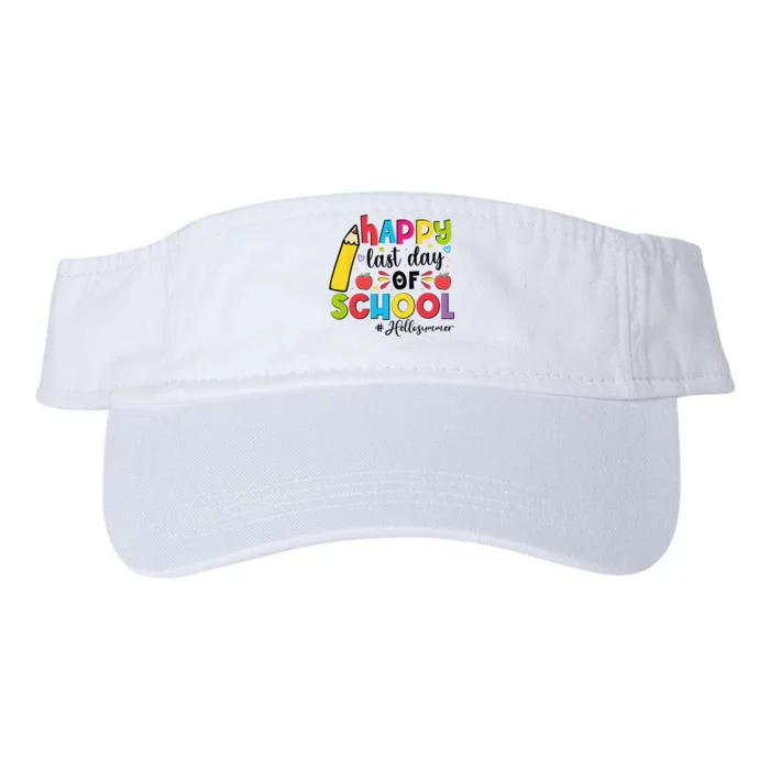 Happy Last Day Of School Hello Summer Teacher Student Valucap Bio-Washed Visor