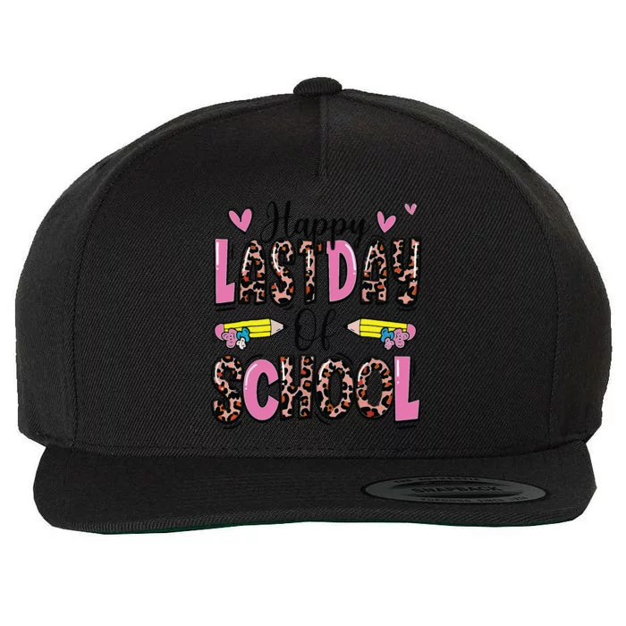 Happy Last Day Of School Leopard Teacher End Of School Year Wool Snapback Cap