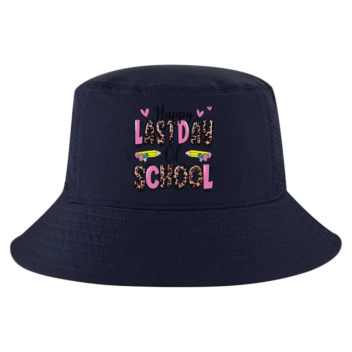 Happy Last Day Of School Leopard Teacher End Of School Year Cool Comfort Performance Bucket Hat