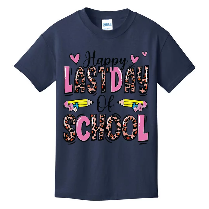 Happy Last Day Of School Leopard Teacher End Of School Year Kids T-Shirt