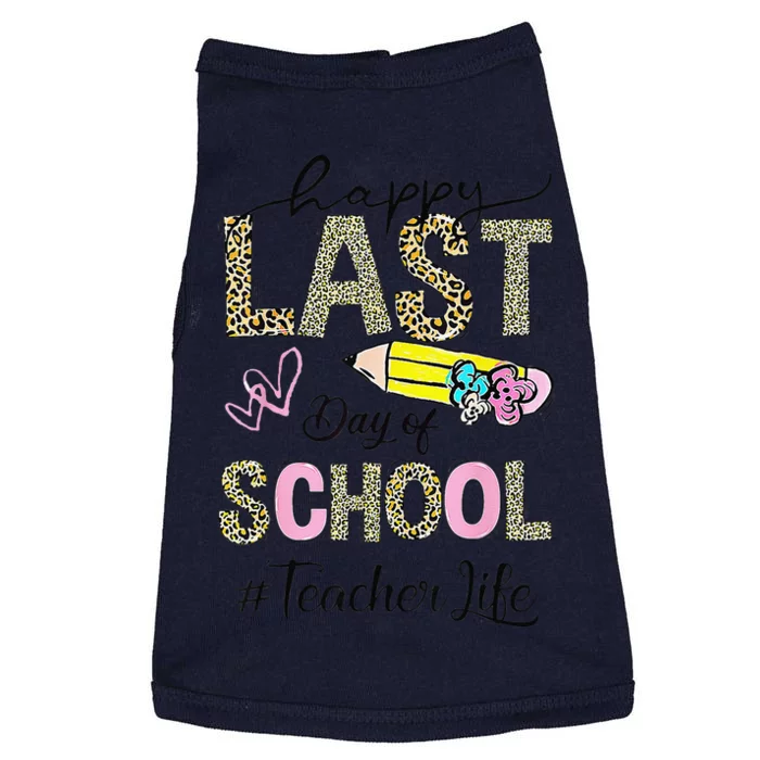 Happy Last Day Of School Leopard Teacher Summer Doggie Tank