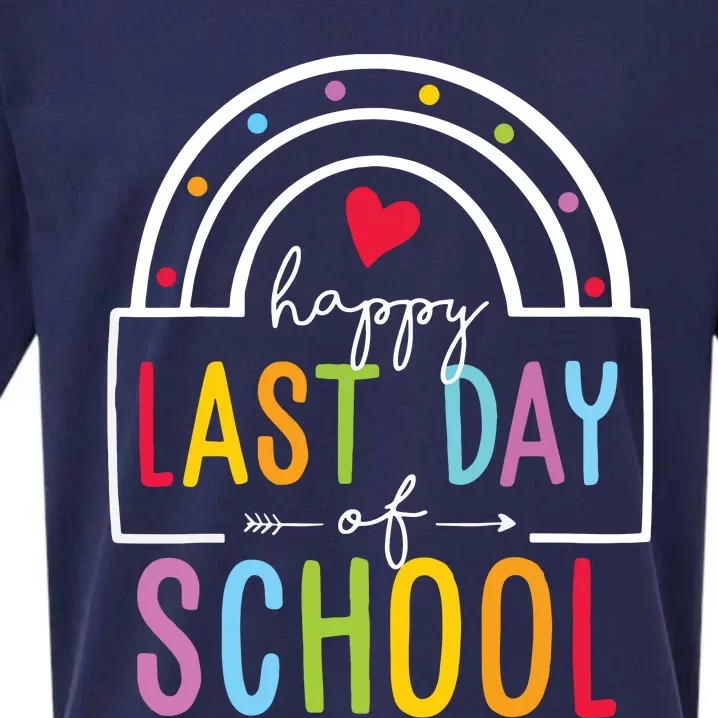 Happy Last Day Of School Teacher Student Graduation Rainbow Sueded Cloud Jersey T-Shirt