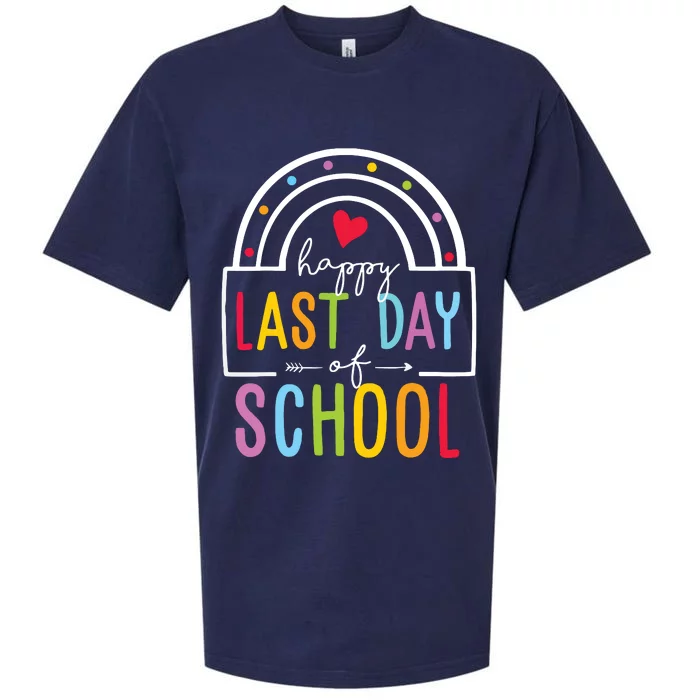 Happy Last Day Of School Teacher Student Graduation Rainbow Sueded Cloud Jersey T-Shirt