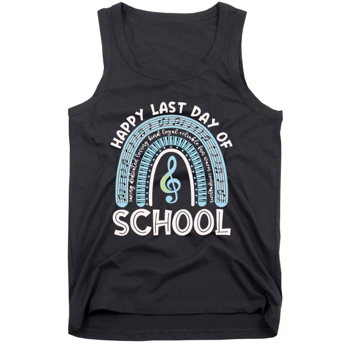 Happy Last Day Of School Music Teacher Student Rainbow Tank Top