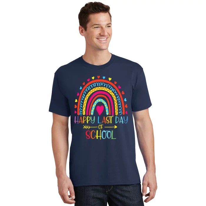 Happy Last Day Of School Teacher Student Graduation Rainbow T-Shirt