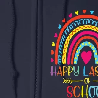 Happy Last Day Of School Teacher Student Graduation Rainbow Full Zip Hoodie