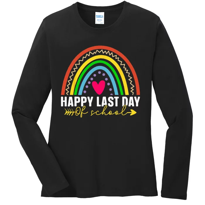 Happy Last Day Of School Hello Summer Teacher Student Ladies Long Sleeve Shirt