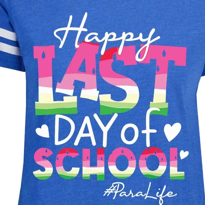 Happy Last Day Of School Para Life Watermelon Summer Vibes Enza Ladies Jersey Football T-Shirt