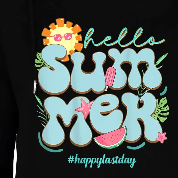 Happy Last Day Of School Hello Summer Teacher 2 Sided Womens Funnel Neck Pullover Hood