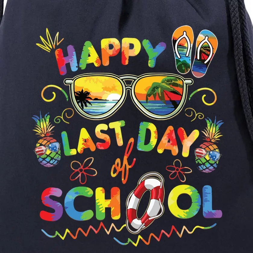 Happy Last Day Of School Shirts Teachers End Of Year Students Drawstring Bag