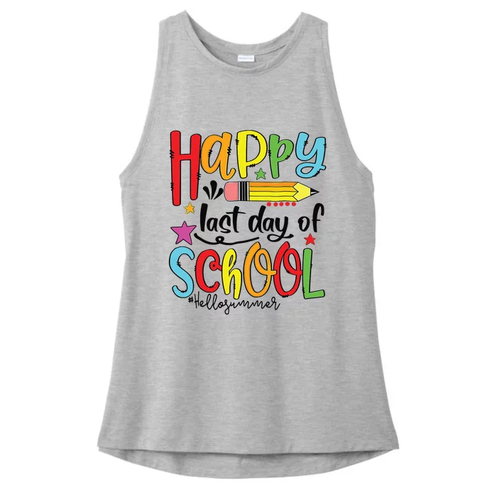 Happy Last Day Of School Shirts Hello Summer Teacher Student Ladies Tri-Blend Wicking Tank