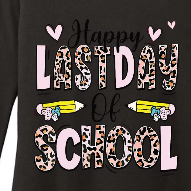 Happy Last Day Of School Pink Leopard Teacher Graduation Womens CVC Long Sleeve Shirt