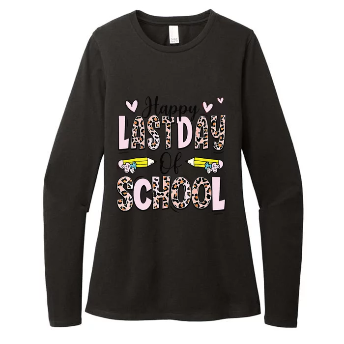 Happy Last Day Of School Pink Leopard Teacher Graduation Womens CVC Long Sleeve Shirt