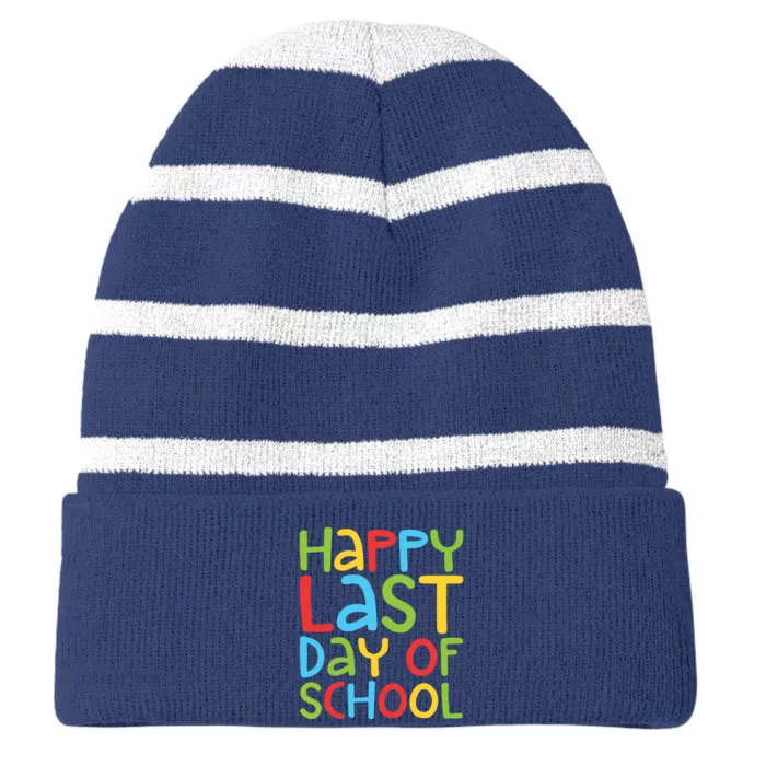 Happy Last Day Of School Students And Teachers Striped Beanie with Solid Band