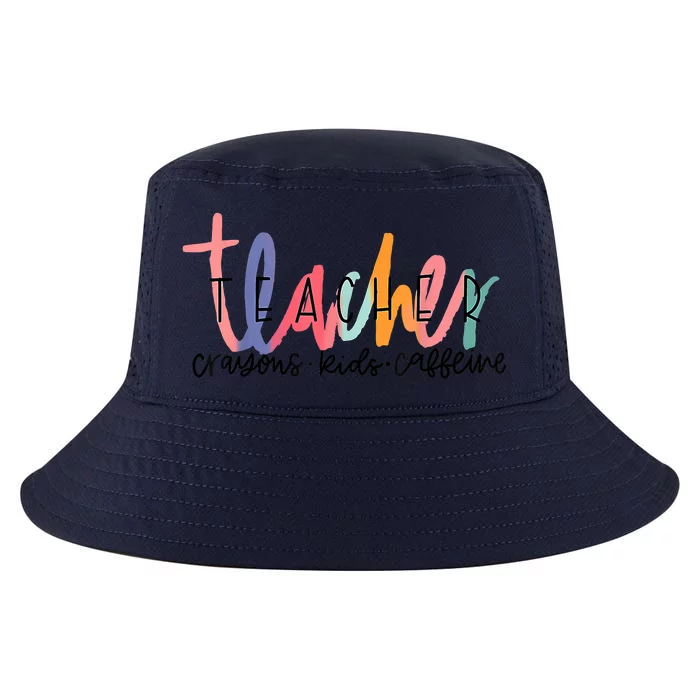 Happy Last Day Of School Teachers Crayons Kids Caffeine Cool Comfort Performance Bucket Hat