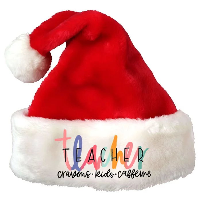 Happy Last Day Of School Teachers Crayons Kids Caffeine Premium Christmas Santa Hat