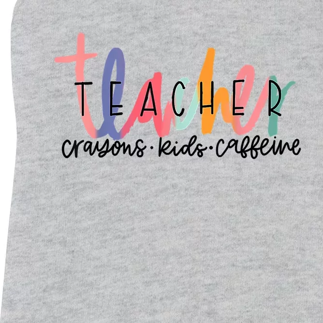 Happy Last Day Of School Teachers Crayons Kids Caffeine Women's Racerback Tank