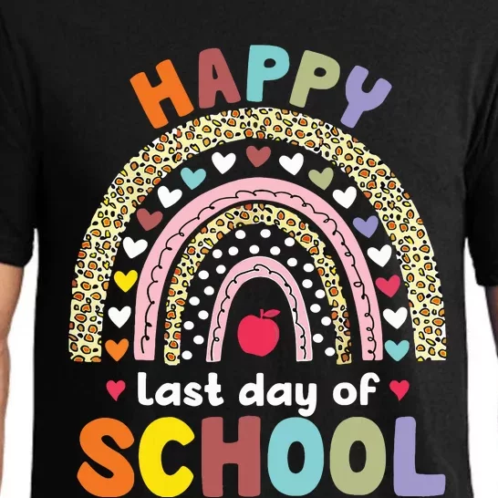 Happy Last Day Of School Rainbow Leopard Teacher Student Pajama Set