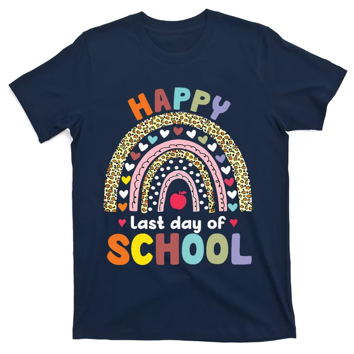 Happy Last Day Of School Rainbow Leopard Teacher Student T-Shirt