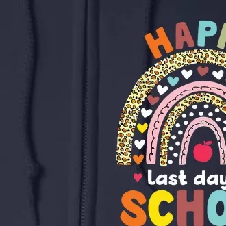 Happy Last Day Of School Rainbow Leopard Teacher Student Full Zip Hoodie