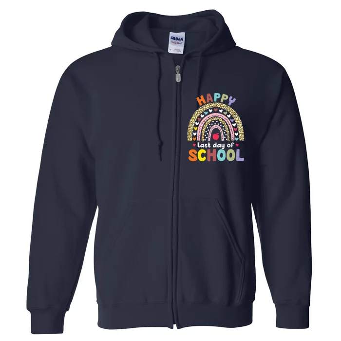 Happy Last Day Of School Rainbow Leopard Teacher Student Full Zip Hoodie