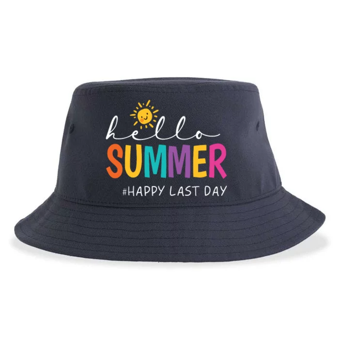 Happy Last Day Of School Teacher Student Hello Summer Sustainable Bucket Hat