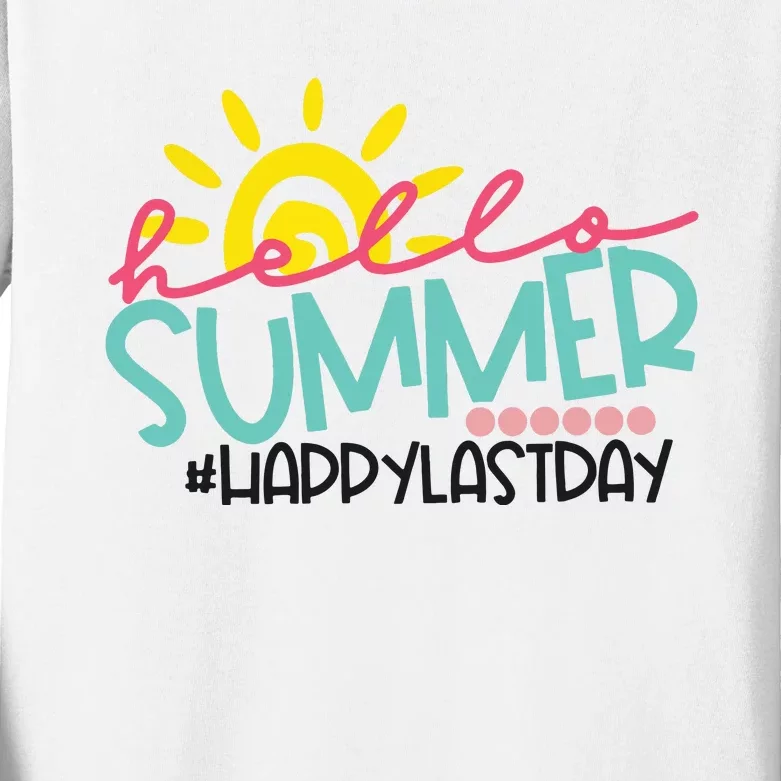 Happy Last Day Of School Teacher Student Hello Summer Kids Long Sleeve Shirt