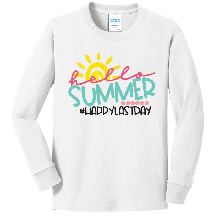 Happy Last Day Of School Teacher Student Hello Summer Kids Long Sleeve Shirt