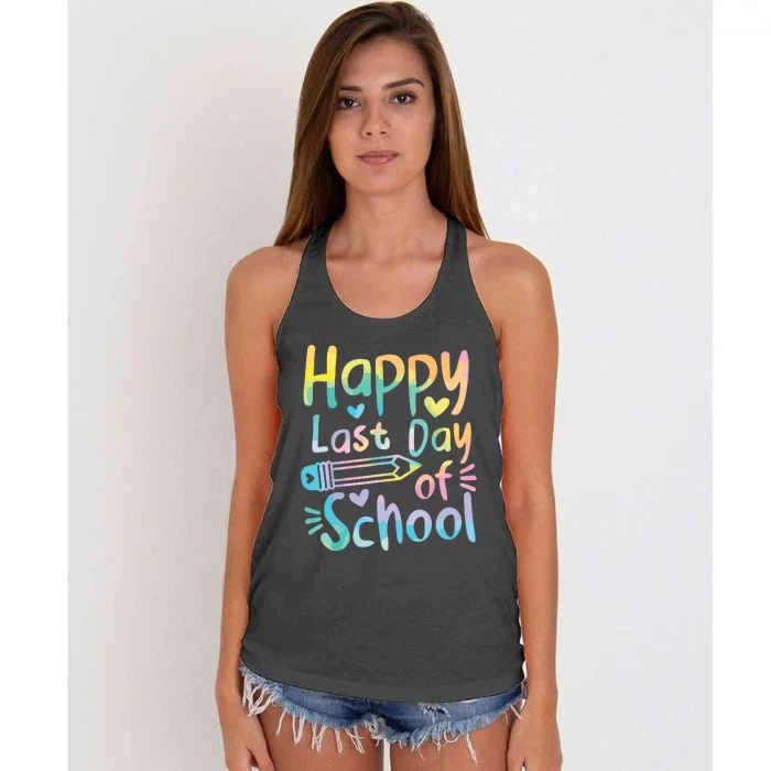 Happy Last Day Of School Students Women Funny Summer Beak Women's Knotted Racerback Tank