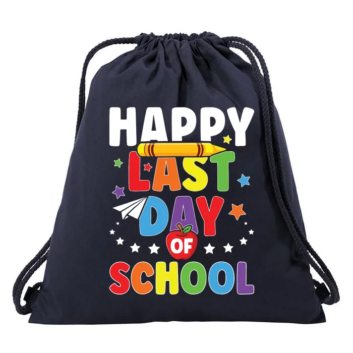 Happy Last Day Of School Graduation Teacher Students Drawstring Bag