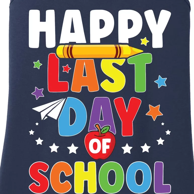 Happy Last Day Of School Graduation Teacher Students Ladies Essential Tank