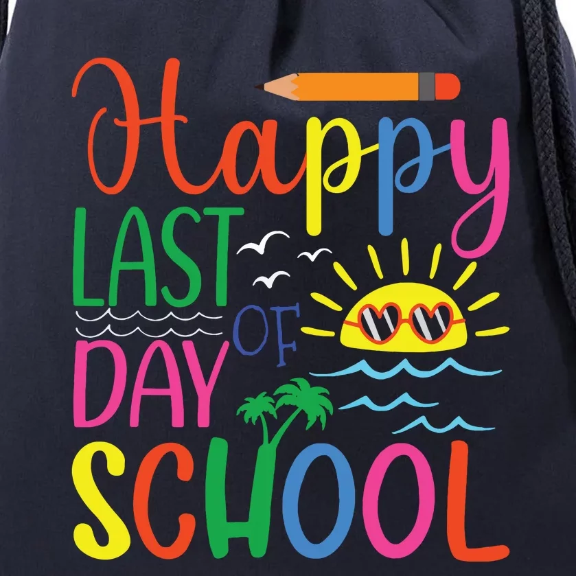 Happy Last Day Of School Teacher Student Graduation Drawstring Bag