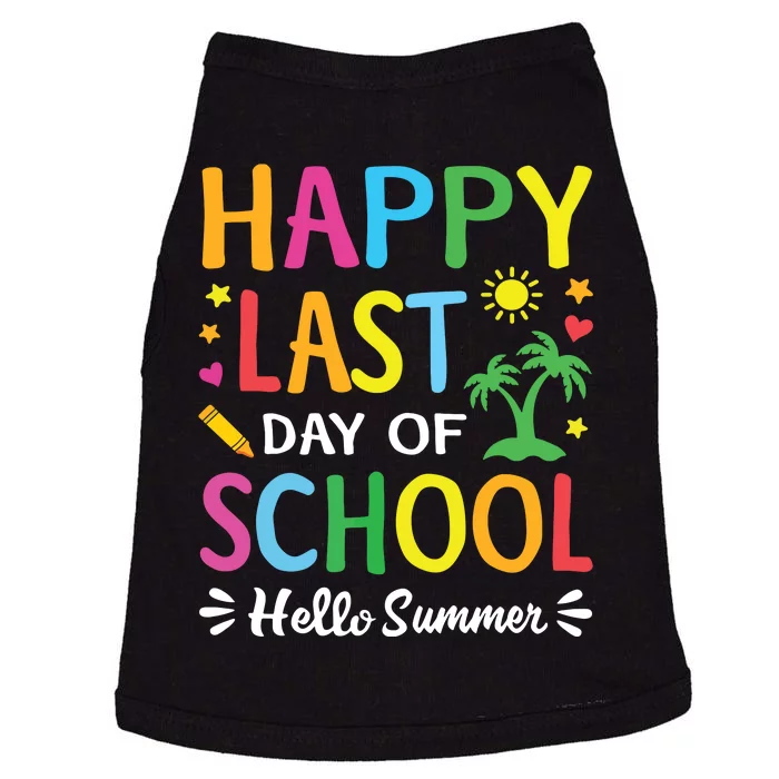 Happy Last Day Of School Hello Summer Teacher Student Doggie Tank