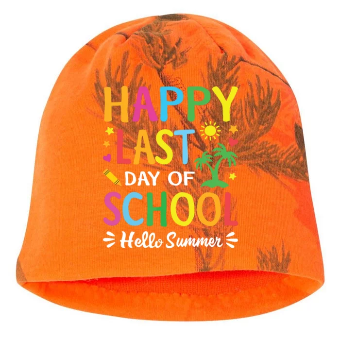 Happy Last Day Of School Hello Summer Teacher Student Kati - Camo Knit Beanie