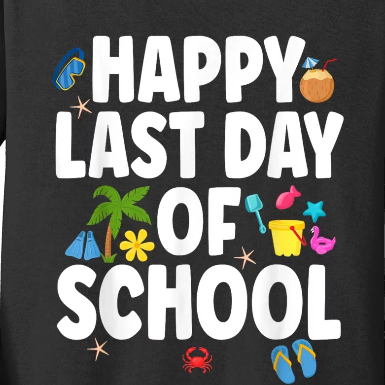 Happy Last Day Of School Hello Summer Teacher & Students Kids Long Sleeve Shirt