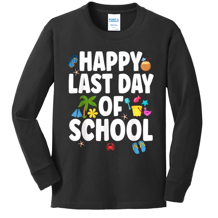 Happy Last Day Of School Hello Summer Teacher & Students Kids Long Sleeve Shirt