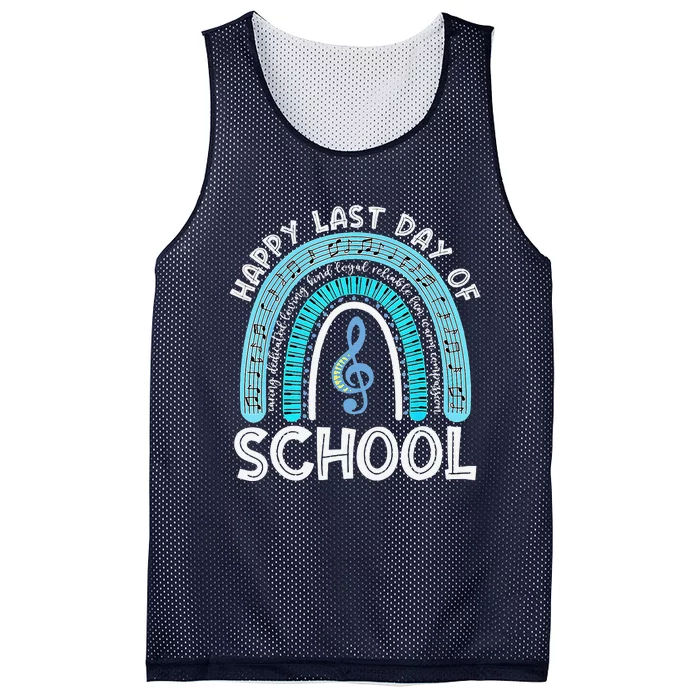 Happy Last Day Of School Music Teacher Student Rainbow Gift Mesh Reversible Basketball Jersey Tank