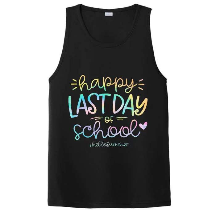 Happy Last Day Of School Hello Summer Students And Teachers Performance Tank