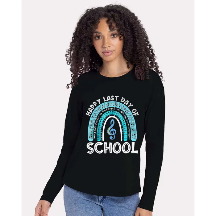 Happy Last Day Of School Music Teacher Student Rainbow Womens Cotton Relaxed Long Sleeve T-Shirt