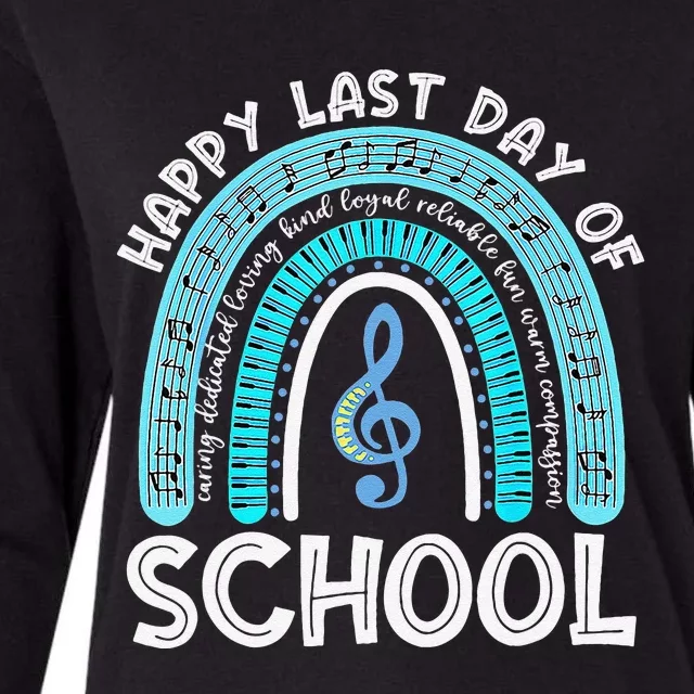 Happy Last Day Of School Music Teacher Student Rainbow Womens Cotton Relaxed Long Sleeve T-Shirt