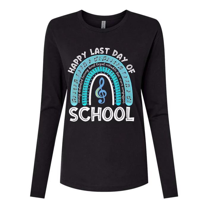 Happy Last Day Of School Music Teacher Student Rainbow Womens Cotton Relaxed Long Sleeve T-Shirt