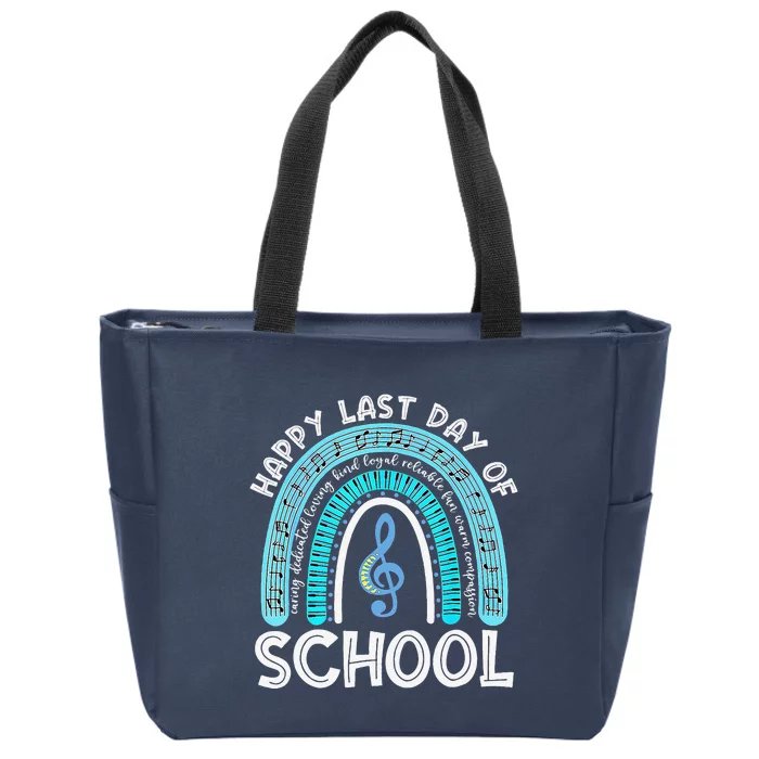 Happy Last Day Of School Music Teacher Student Rainbow Zip Tote Bag